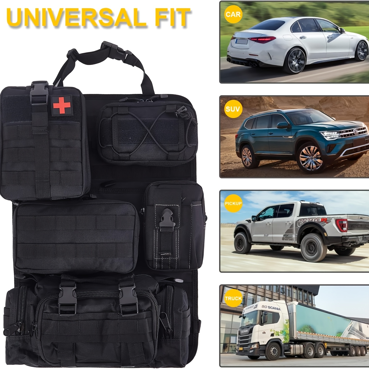 TEMU 5-pocket Tactical Car Seat Back Storage Bag - Universal Protector With Tool Accessories Storage - Perfect Gift For Men, Organizers, And , 2 Styles Are , Baskets, Bins & Containers For