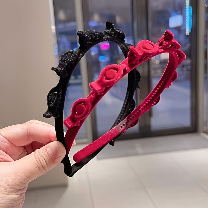 2pcs Flocked Braided Hair Hoop Headwear Finishing Broken Hair Clip Sweet Versatile Easy Non-slip Toothed Headband Hair Additions