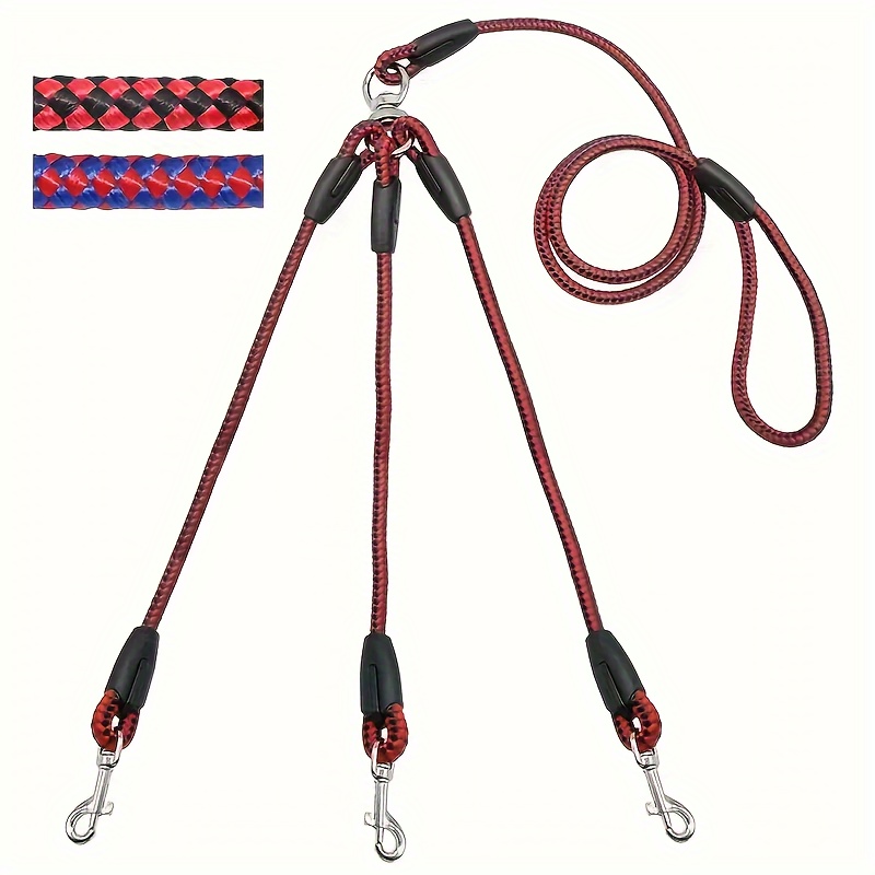 

Durable 3-in-1 Nylon Dog Leash With Handle For Outdoor Walking, Three-way Pet Leash Braided Dog Round Rope