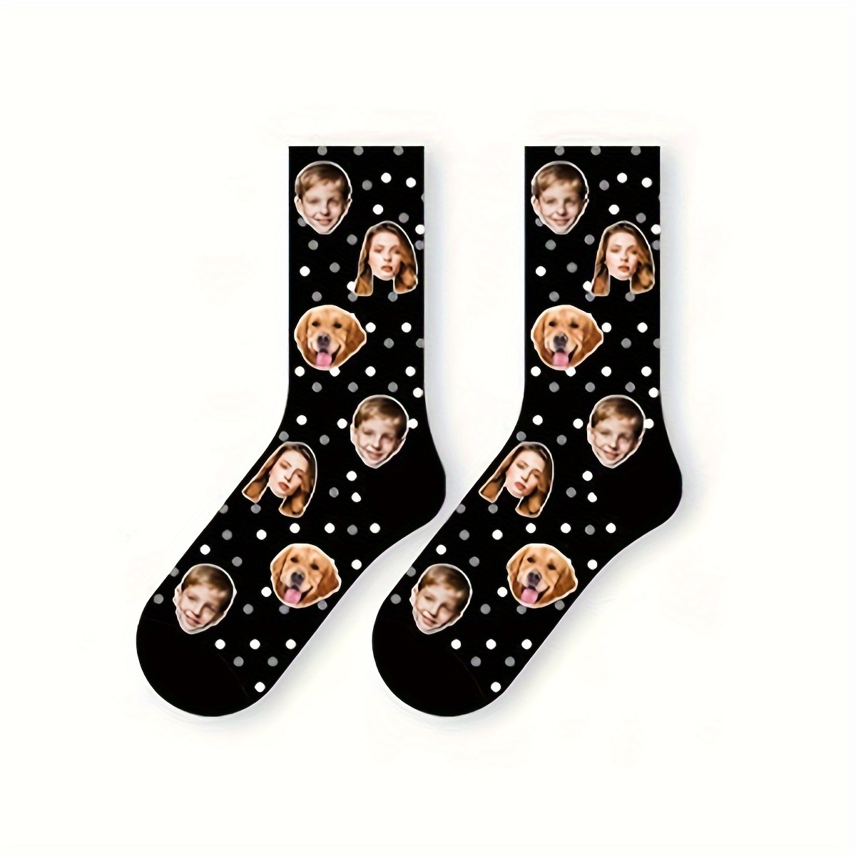 TEMU 1 Pair Personalized Custom Face Men's Mid-calf Socks, Photo-with--and-beautiful Couple Custom Socks, Fun Custom Picture Couple Mid-length Socks,