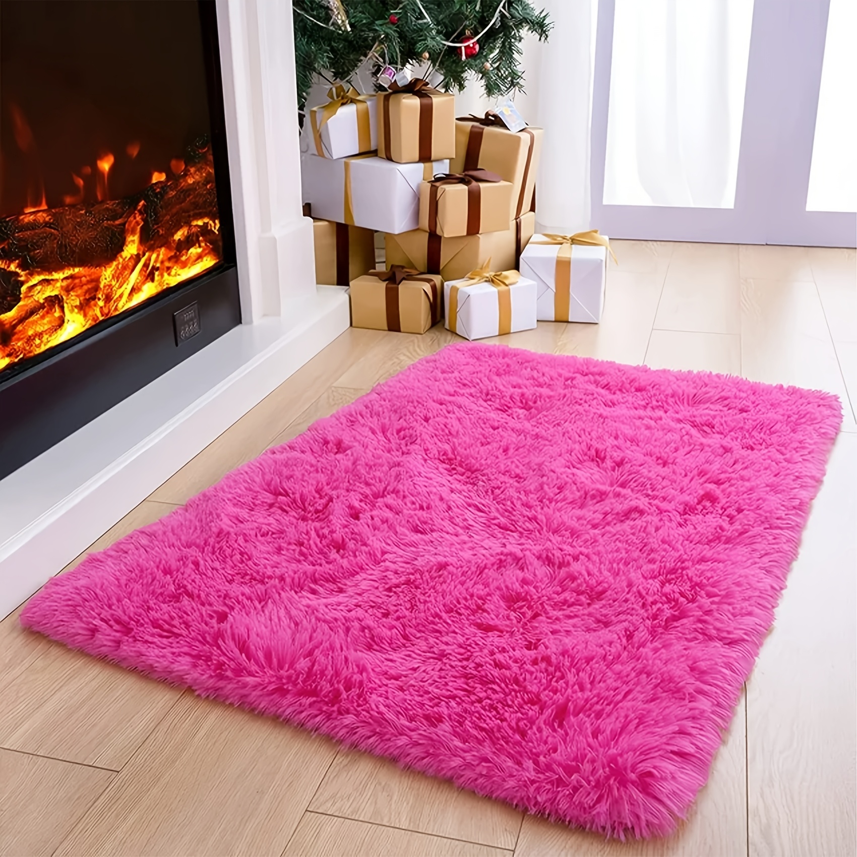 TEMU 1 tappeto da comodino in peluche di piccole dimensioni per camera da letto, facile stile lusso per casa, , tavolino da caff癡, tappeto in morbida