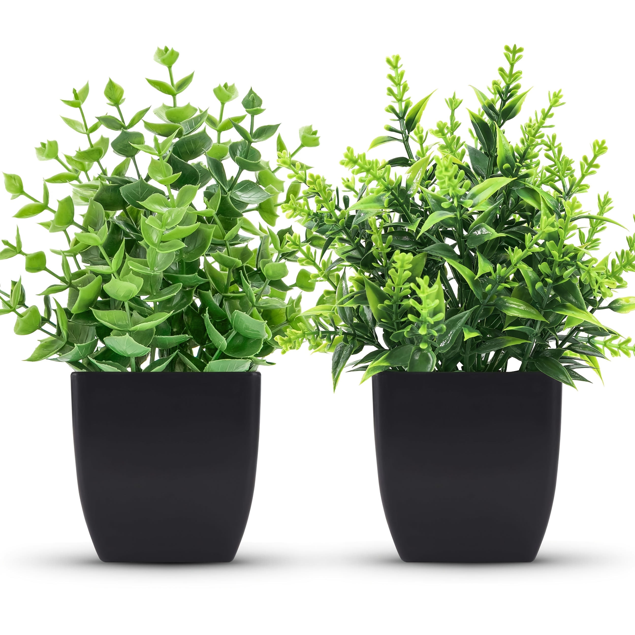 Image of Set Of 2 Artificial Potted Plants, Plastic Flower Pots For Decoration, For Home, Office, Bathroom, Bookshelf, And Desk Indoor Decoration, Spring Summer Deco
