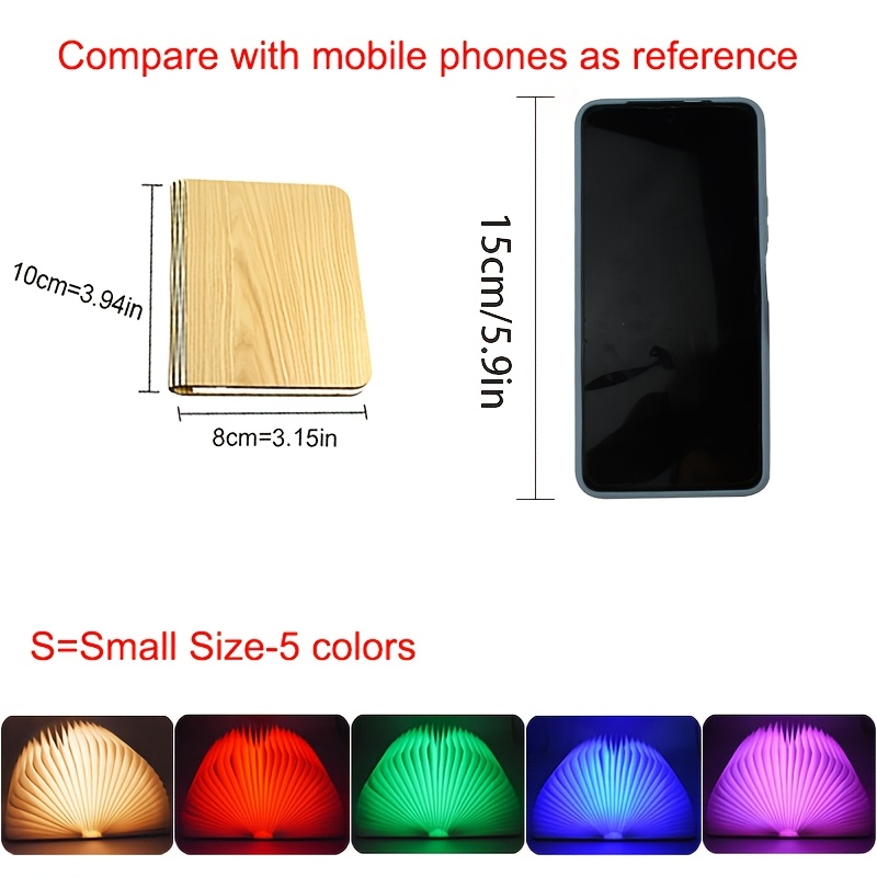 TEMU Magnetic Night Light 3/5 Colors Led Book Light For Friend Birthday Holiday Gift Usb Rechargeable Table Night Lamp Decor Bedroom Living Room