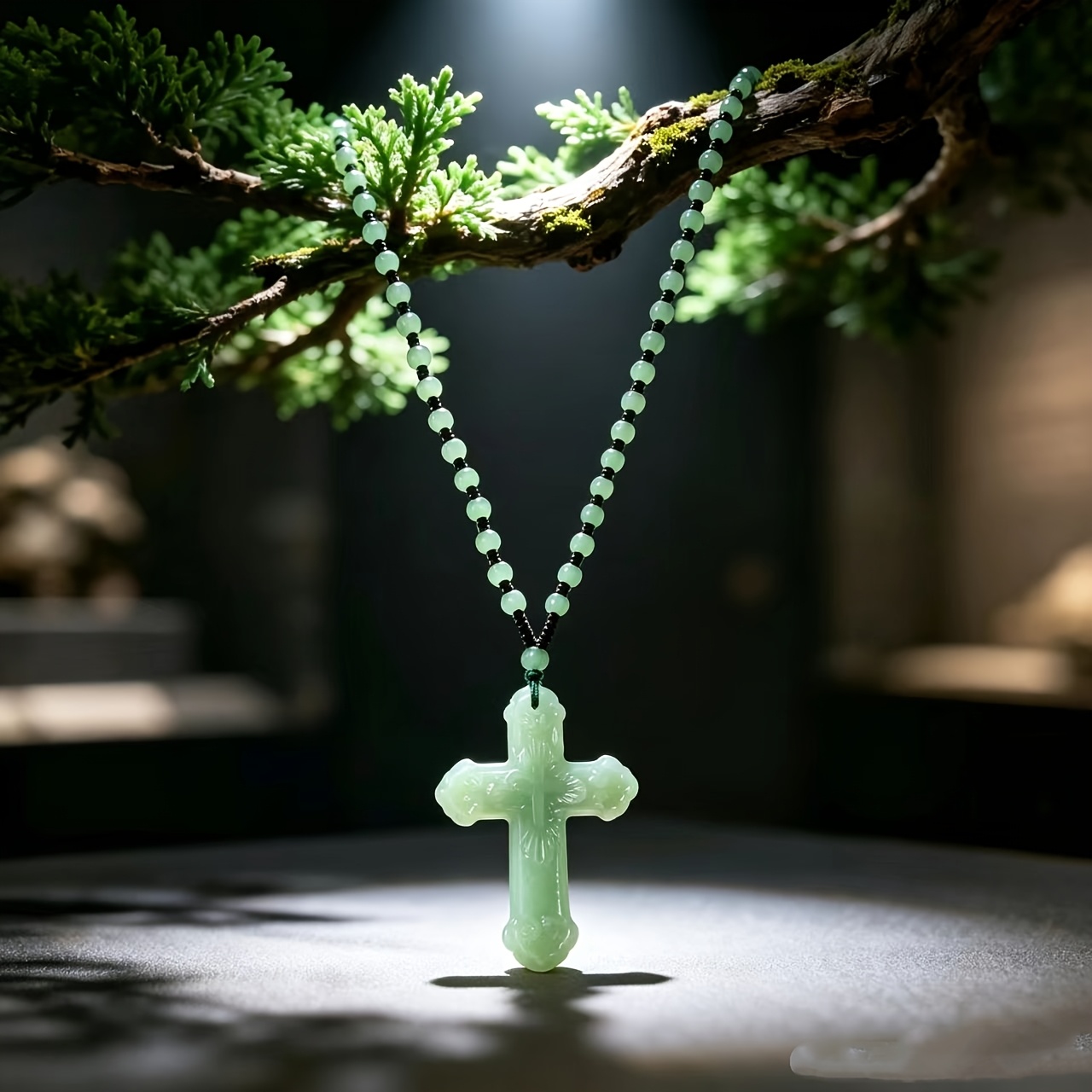 Unisex Retro Carved Cross Guardian Pendant Necklace