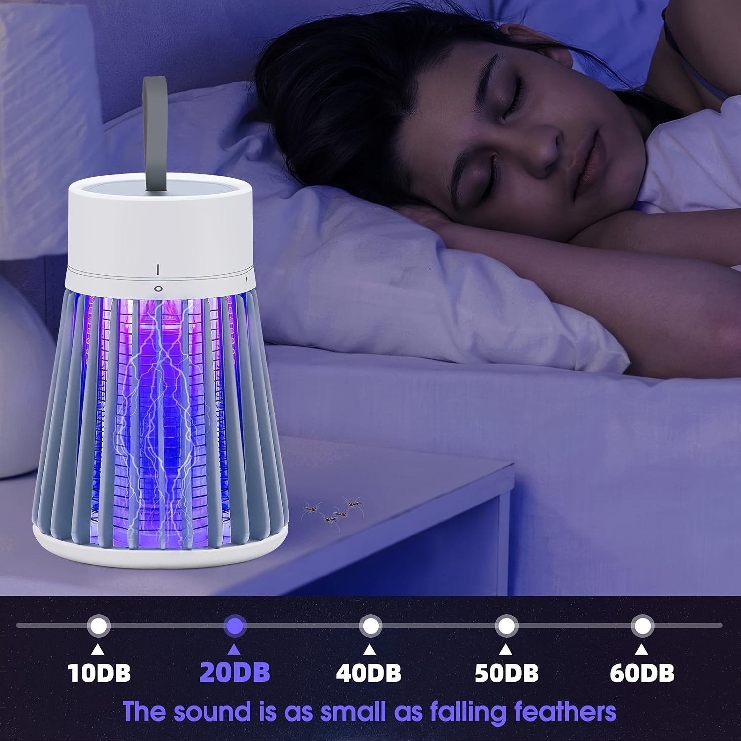 Lámpara Antimosquitos USB Portátil – Mata Insectos Con Succión UV, Silenciosa Y Apta Para Camping