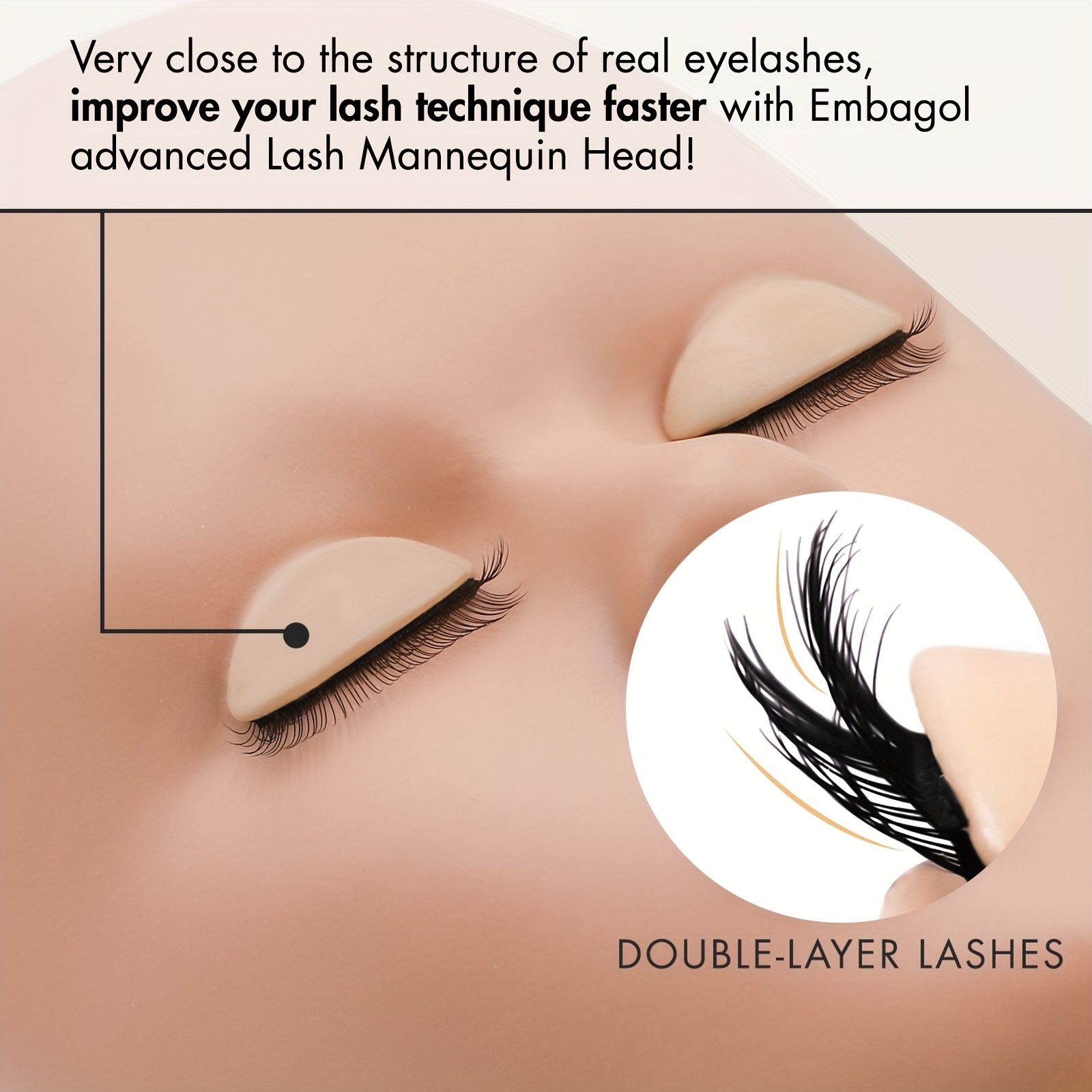 Lash Mannequin Head with Double-Layer Eyelids for Training
