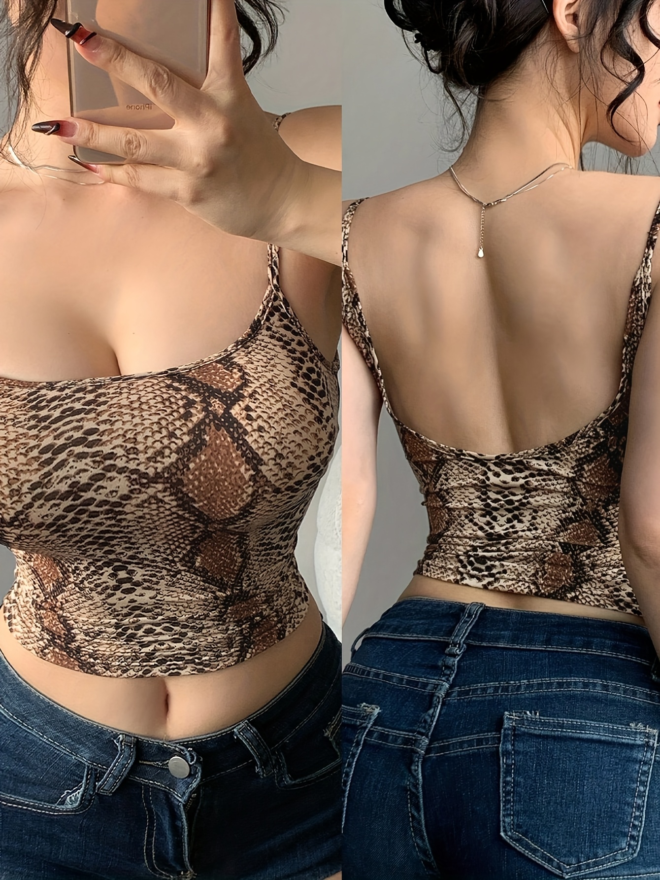 blusa sexy espalda mujer estampado serpiente Temu Uruguay