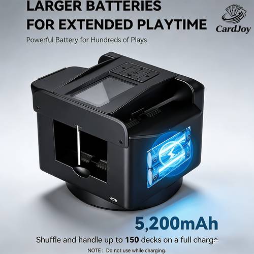 cardjoy 2 in 1 automatic card shuffler and dealer for up to 12 players silent operation rechargeable ideal for board and poker games black