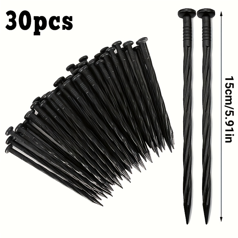 TEMU 30pcs Ancrages de Fixation de Bordure de Jardin de 15Cm de Long, Piquets en Plastique, Clous de Bordure Paysagère, Poteaux de Bordure Spirale,