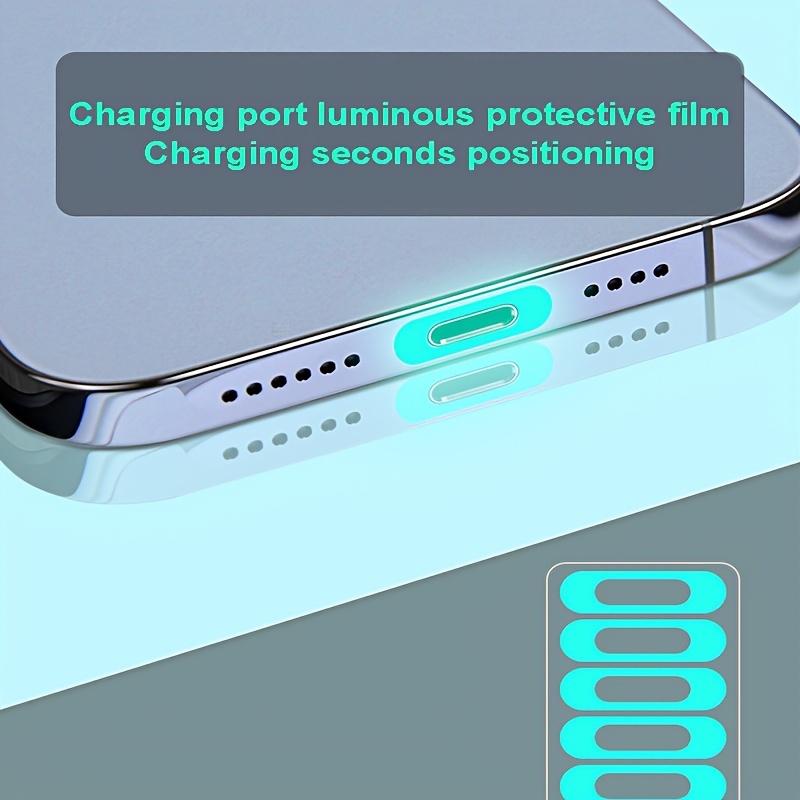 

Tpu Charging Port Protective Film For Mobile Phones, 5-pack, -resistant Fluorescent Interface Cover For Type-c And Apple Devices