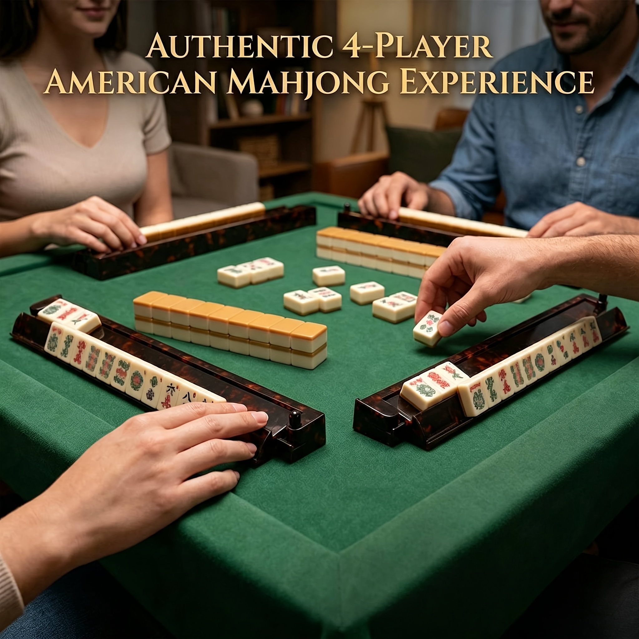 TEMU 4pcs Mahjong Ruler Set ( Not Included), American-style Combination Ruler/chessboard Ruler, Mahjong Rack, 18-inch Ruler With Pusher, Made Of Abs