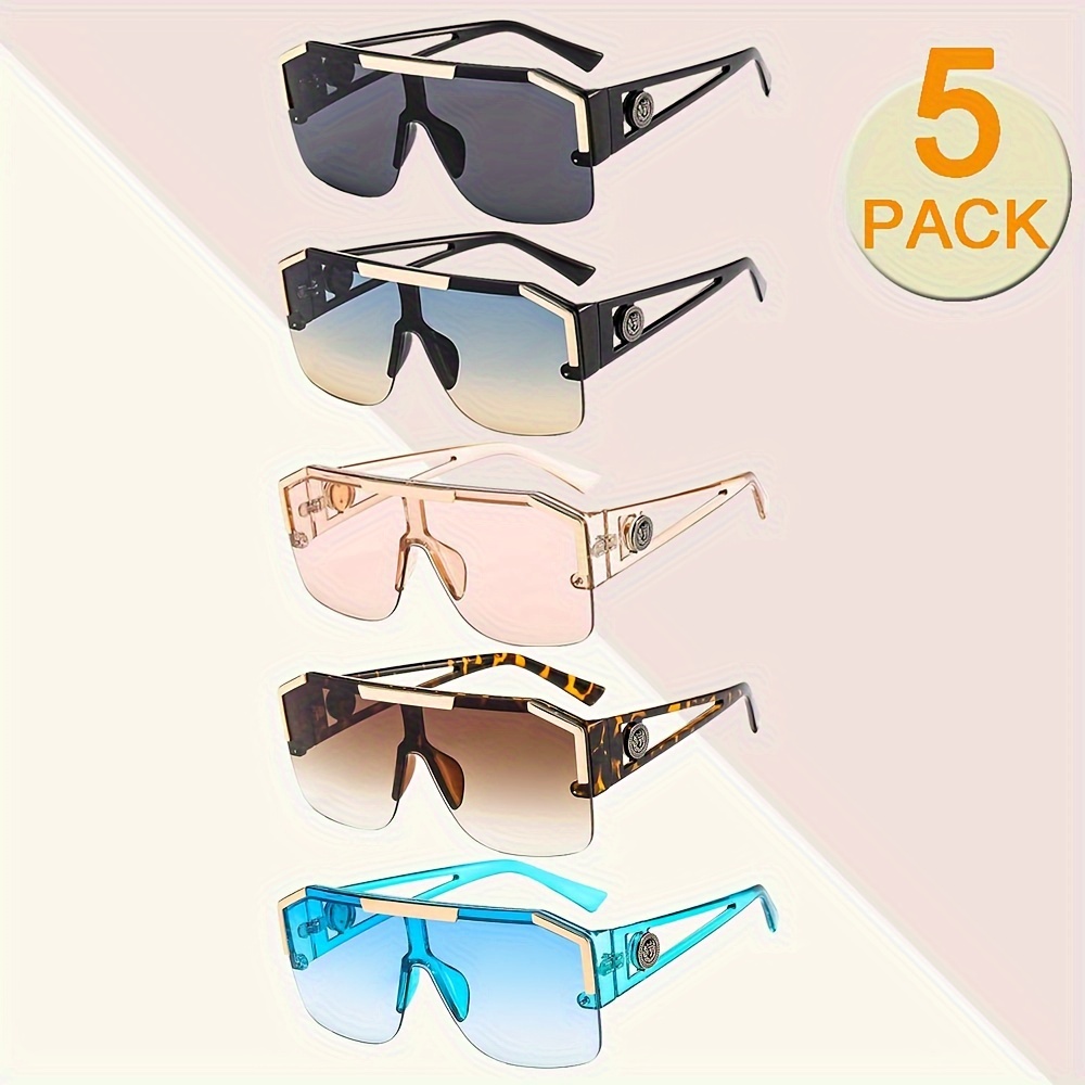 

Outu 5-pack Sports Glasses For Men And Women - Semi Rimless Pc Frame Glasses For Climbing, Running, And Daily Activity With Anti-fog Cloth, Stylish Uv Protection Eyewear For Parties