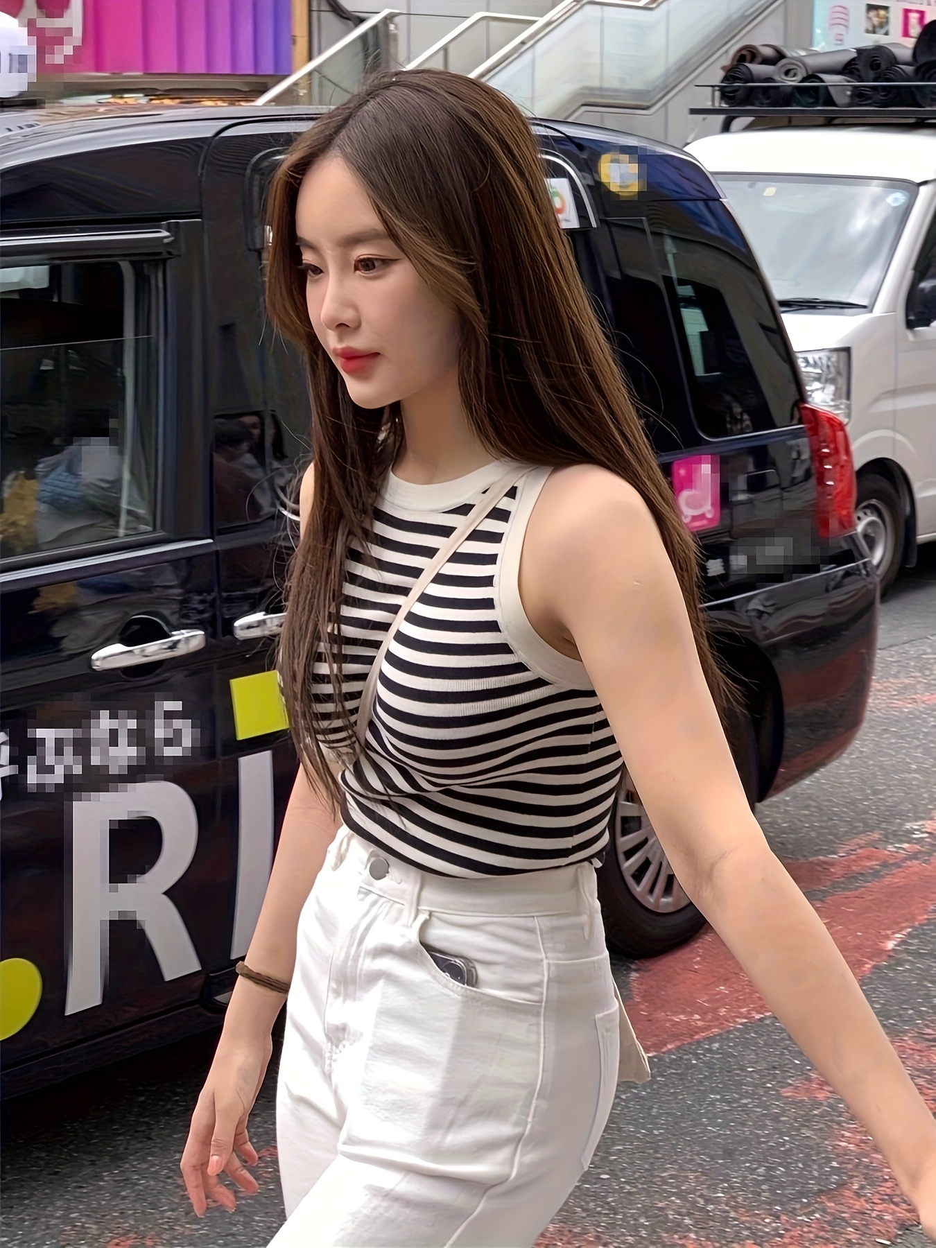 korean   versatile halter striped vest suspender womens outerwear 2024 summer     hot top inner early autumn details 2