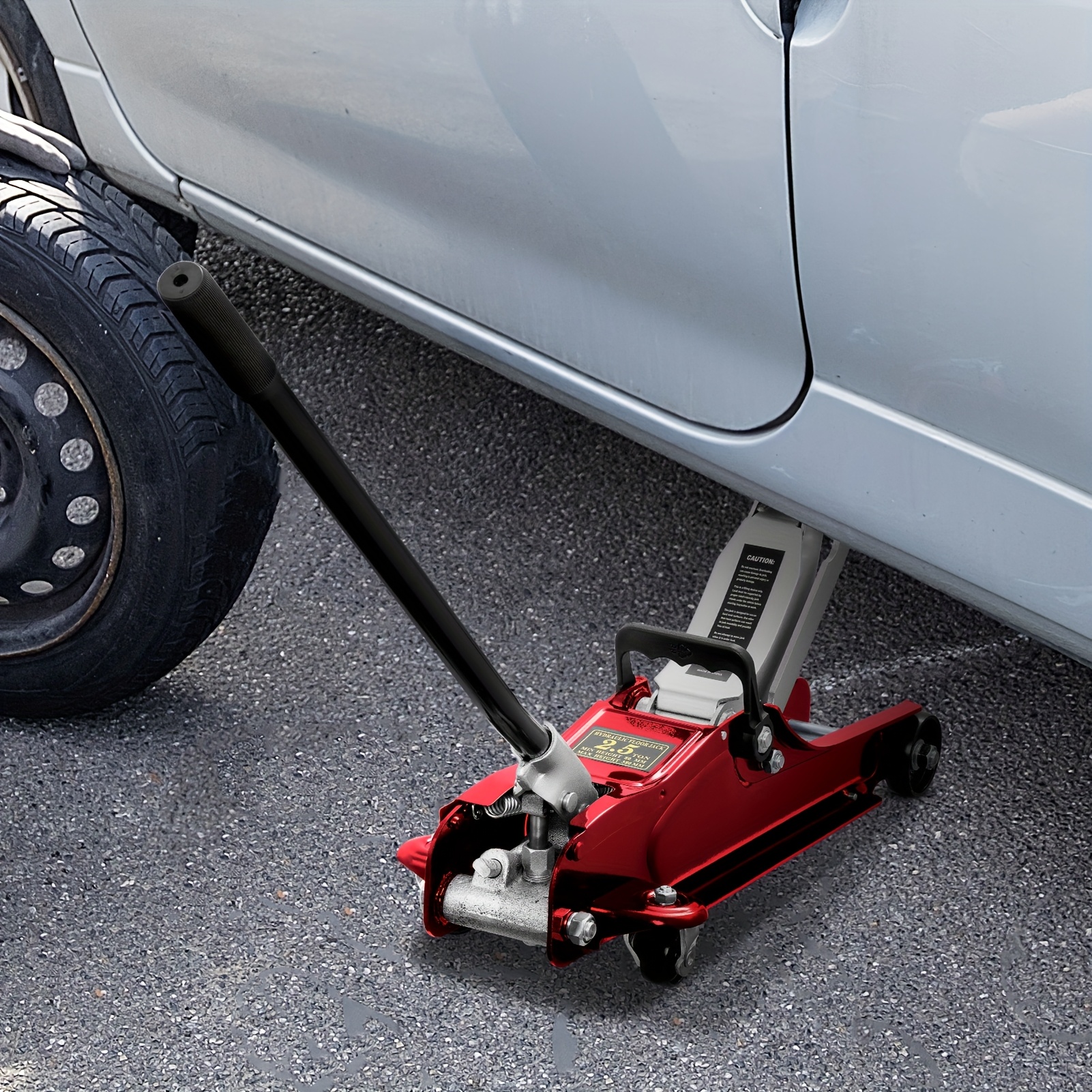  hidráulico resistência de 2.5 toneladas com cabo telescópico – construção em aço durável, altura ajustável, pés de borracha para estabilidade – ideal para , caminhões, ônibus – perfeito para uso em garagem, de pneus & situações de emergência, ferramenta de de emergência | visual industrial | de aço durável, hidráulico portátil detalhes 7