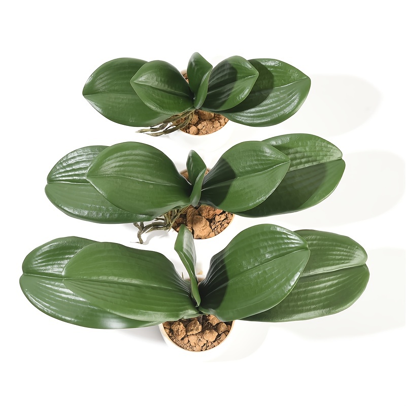 

3pcs Artificial Orchid Leaf, Faux Orchid Leaves, Faux Greenery Decor For Home And Office