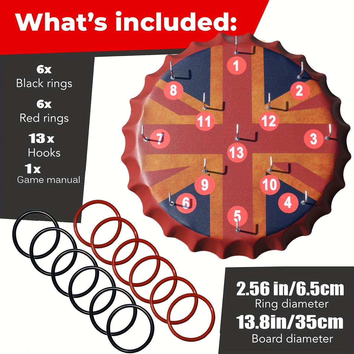 Ringer Darts Toss Game - Indoor Outdoor Hook Ring Toss Set, Hook Ring Toss Game - Yard Hooky Ring Tossing Games - Hookie Wall Game Indoor & Outdoor Family Fun - Home, Party, Office, Camping & Backyard Games.