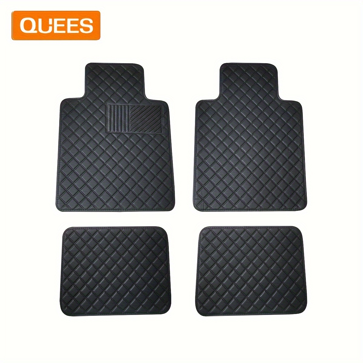 

Quees 4pcs Waterproof Universal Fit Car Floor Mats, Faux Leather Car Carpet Mats, Black Car Mats With Anti-slip Backing & Driver Heel For Suv, Cars, Pickup Trucks