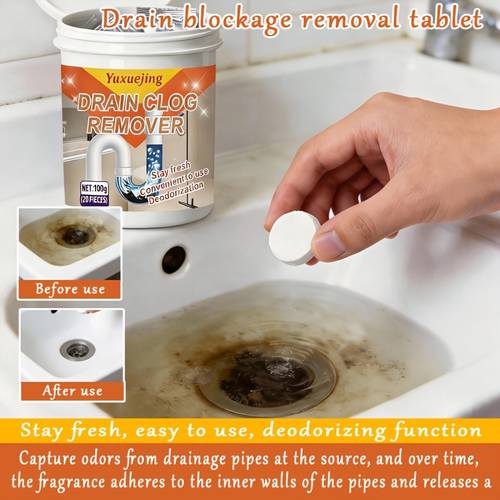 20pcs drain cleaning tablets powerful dissolving blockage quickly decomposes hair grease vegetable residues paper scraps soap and other common pipe blockages just throw pipe and add water for disassembly
