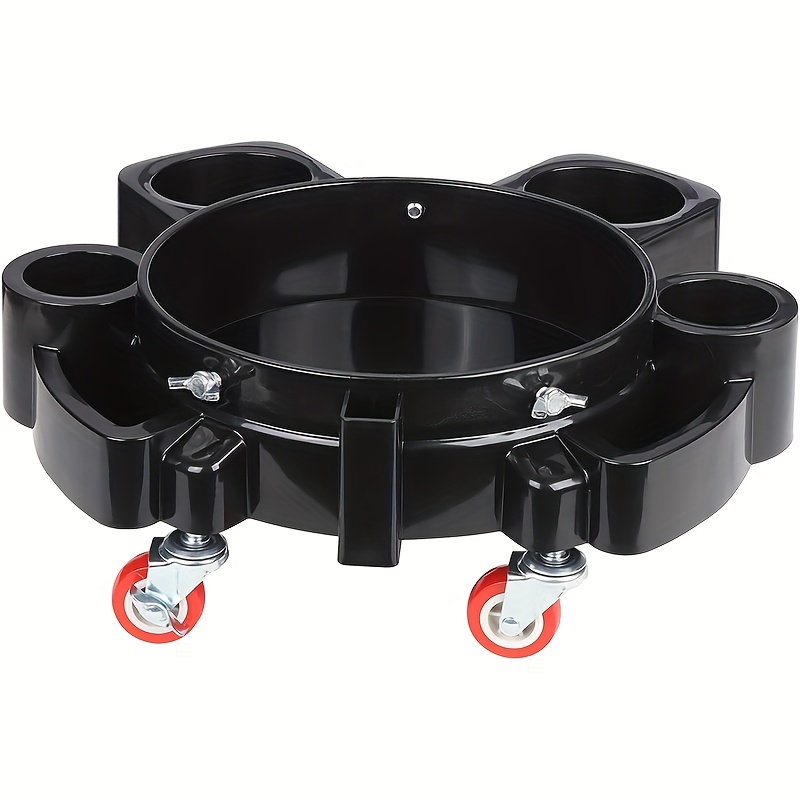 Bucket Dolly With Wheels - Rolling Detailing Wash Bucket With And 2 Locking Casters Compatible With 2.5, 4, 5 And 6 Gallon Buckets