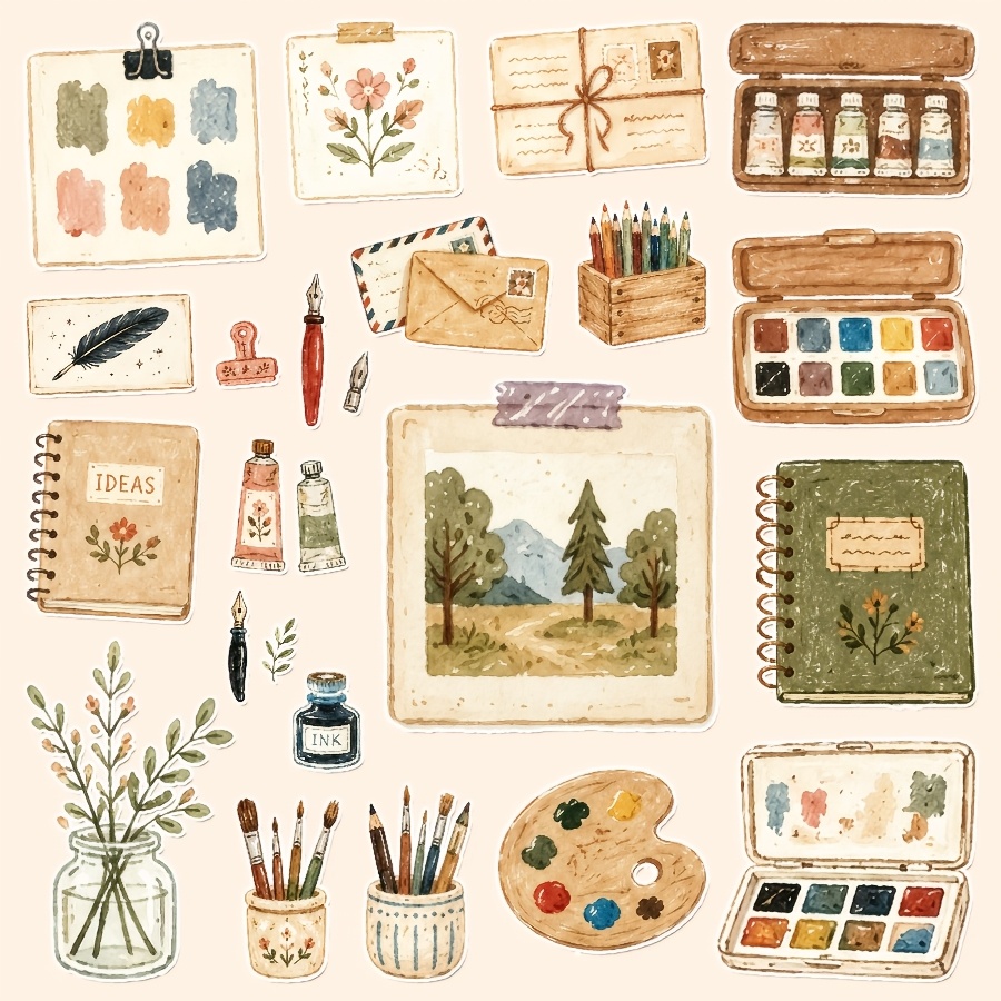 TEMU 1 Set, Stickers met Thema Stationery Schilderijen, Vriendschap Cadeau Stickers, Sluitstuk Stickers, Verpakkingssticker, Vakantie Feest Stickers,
