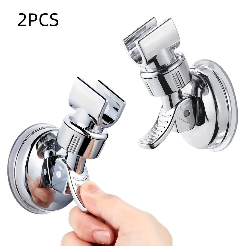 2pcs Shower Holder, 360 Degree Adjustable Self-adhesive Shower Head Stand Bracket, Suction Cup Shower Head Holder, Bathroom Additions