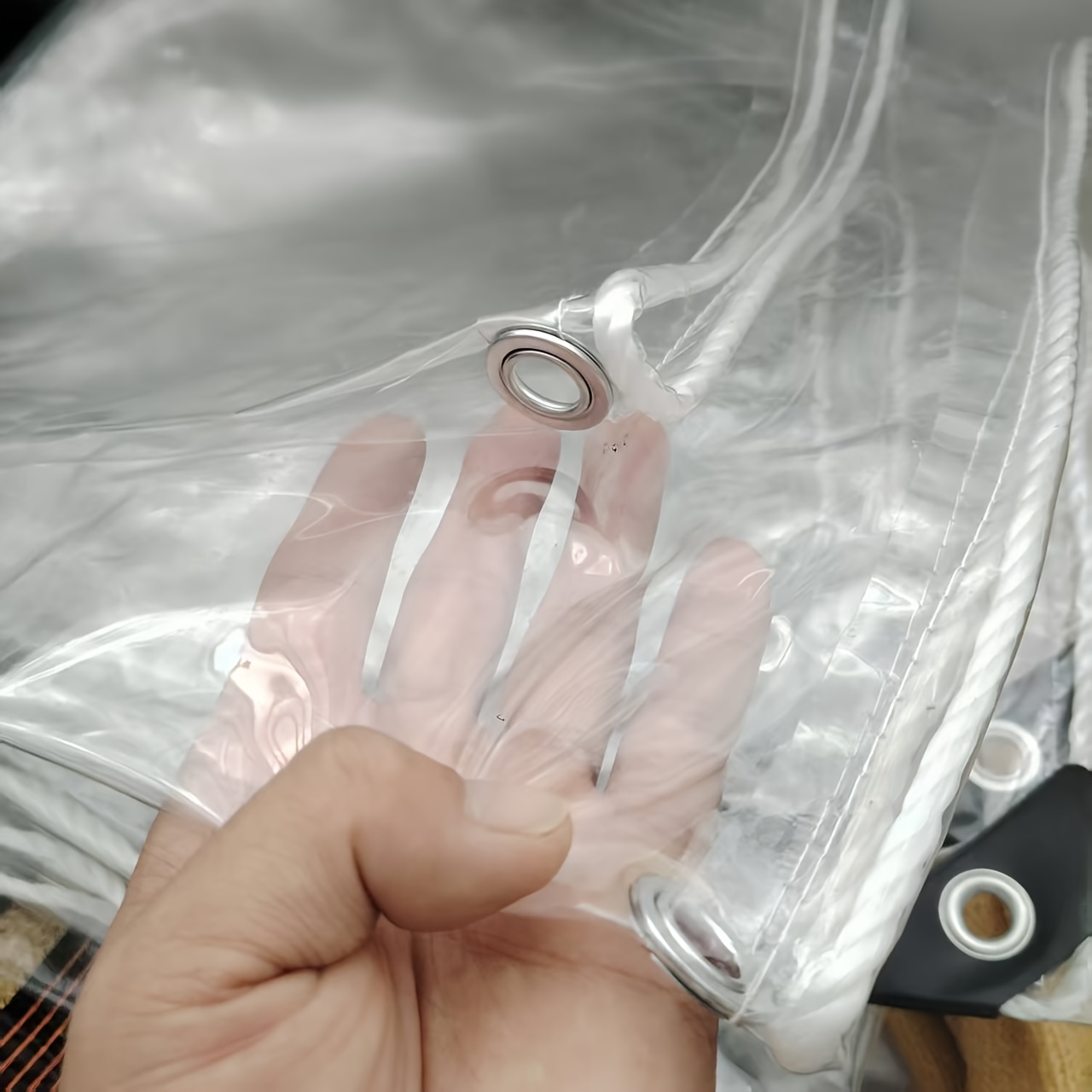 TEMU 1 Lona Impermeable Transparente de Resistencia - Cubierta Impermeable de PVC Transparente con Ojales Metálicos, Revestimiento de Vinilo