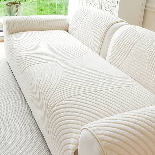 1pc modern plush sofa cover solid color jacquard seat sofa cover suitable for effective seat cushion cat claw resistant pet friendly machine washable and hand washable material