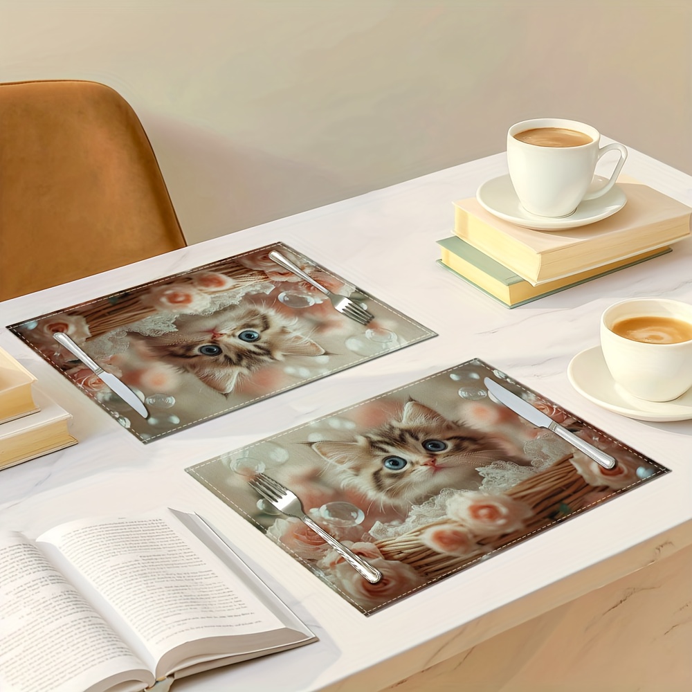 Set van 4 placemats met schattig katten design voor tafel_voghion.com