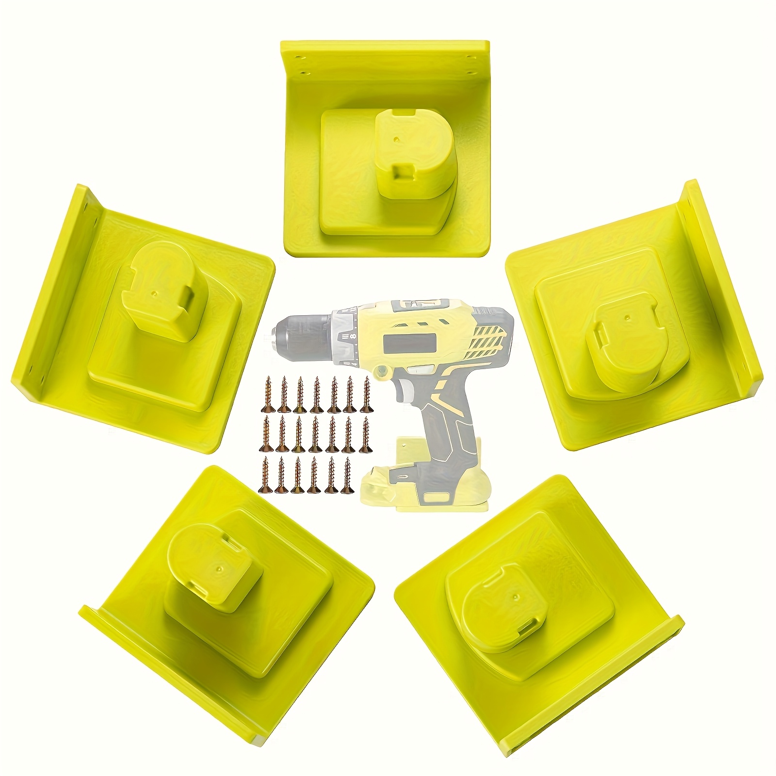 5pcs tool mount holder plastic electric tool battery dock holder compatible with 18v battery tool heavy duty power tool hanger with screws for workshop garage floating shelves