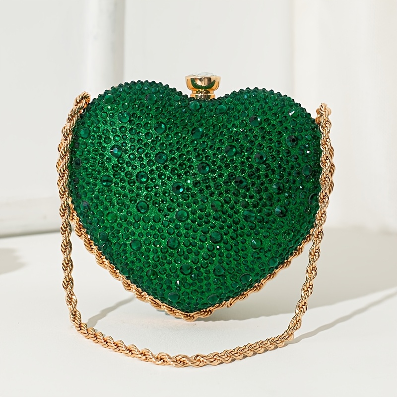 Handheld Evening Bag With Rhinestone, Shiny Party Clutch For Banquets And Weddings, Elegant Metal Chain Crossbody…: retailer-supplied image