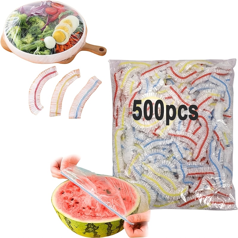 TEMU 500pcs Disposable Elastic Food Covers, Plastic Freshness Covers, Dustproof Kitchen Alternatives To Plastic Wrap, Suitable Household, Restaurant,
