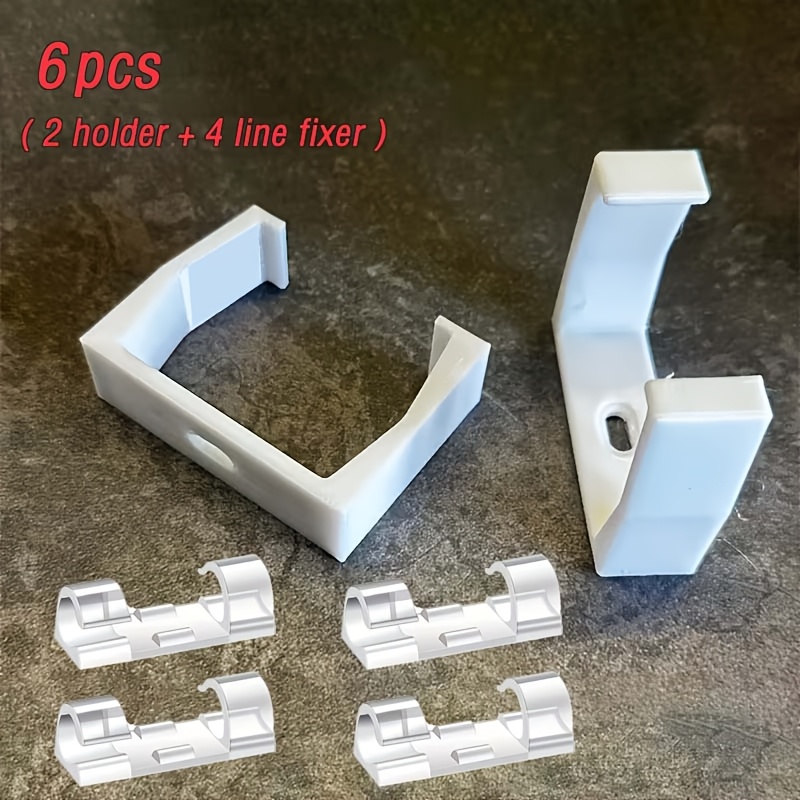 TEMU 6pcs Power Socket Bracket (including Holders) - Wall-mounted Drilling Anti-surge Protector Bracket, Without Screws - Suitable For Home Office