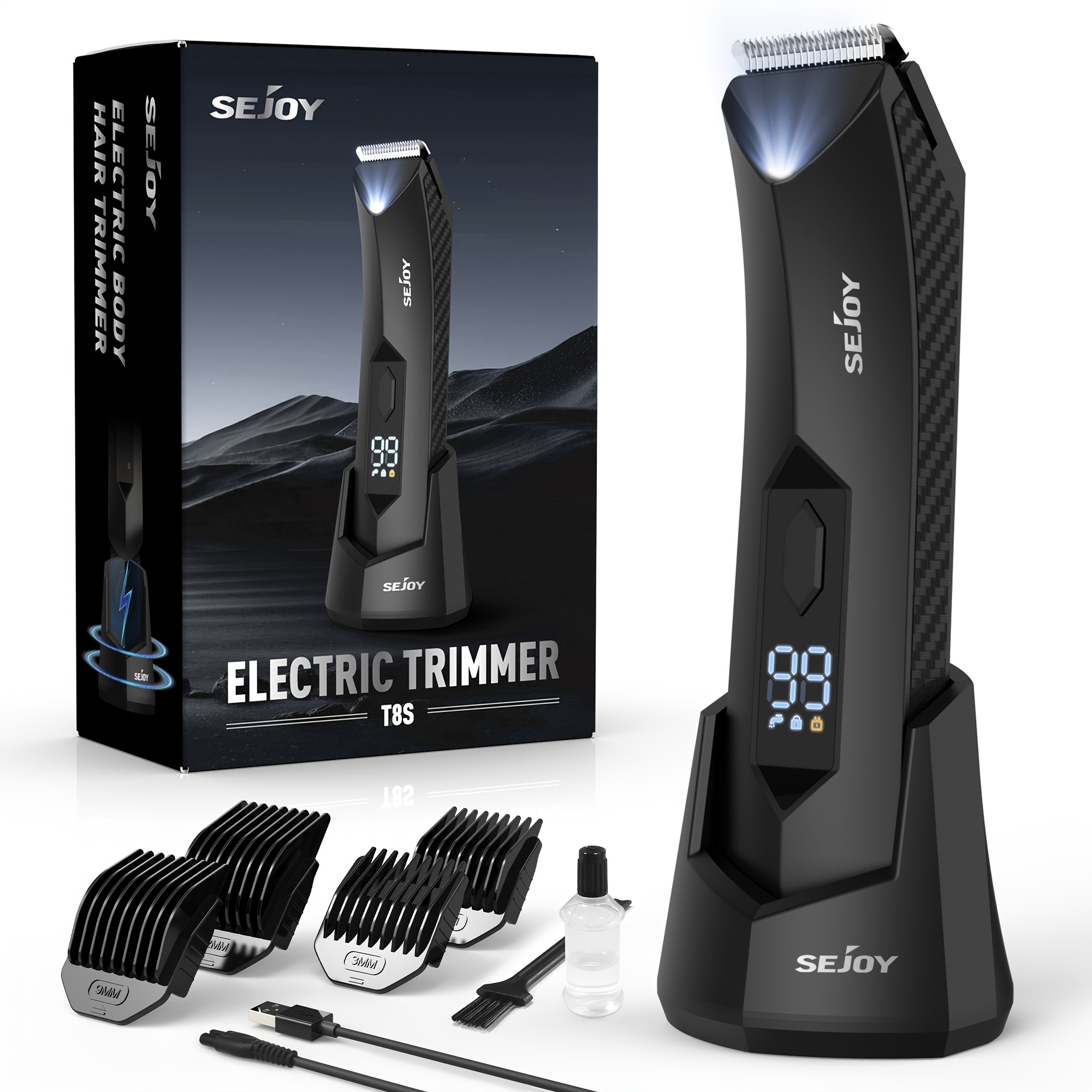 Sejoy Electric Body Hair Trimmer For Men And Women, Trimmer, Ceramic Blade Trimmer Set With Lcd Display