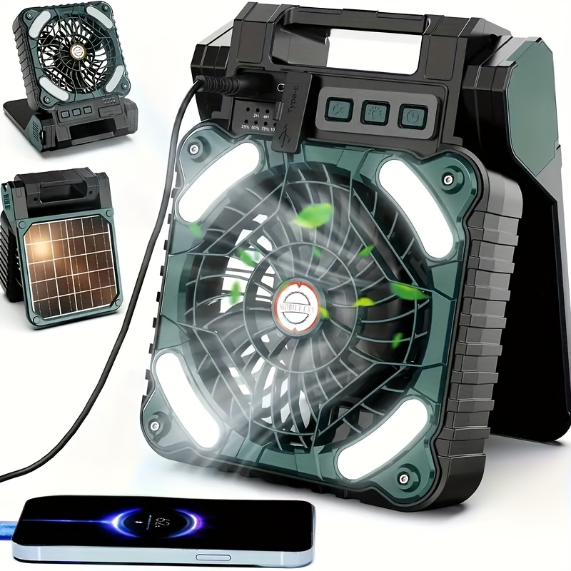 Ventilateur USB Solaire NUZAMAS 3.5W 6V - Pour Camping, Caravane, Niche, Poulailler