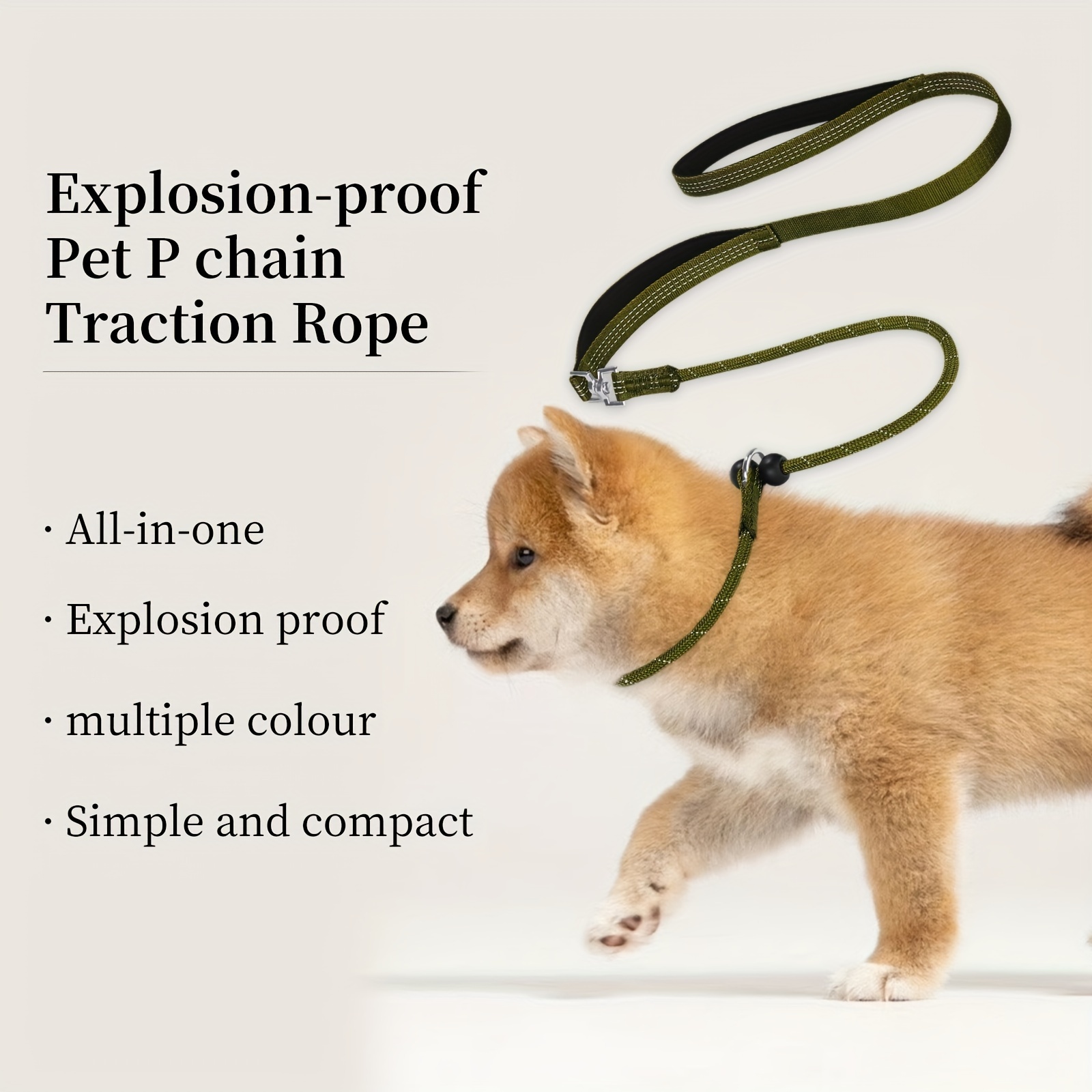 Reflective 2-in-1 Dog Leash and Collar Set - Adjustable Nylon Rope with Soft Padded Handle for Safe Outdoor Walks details 9