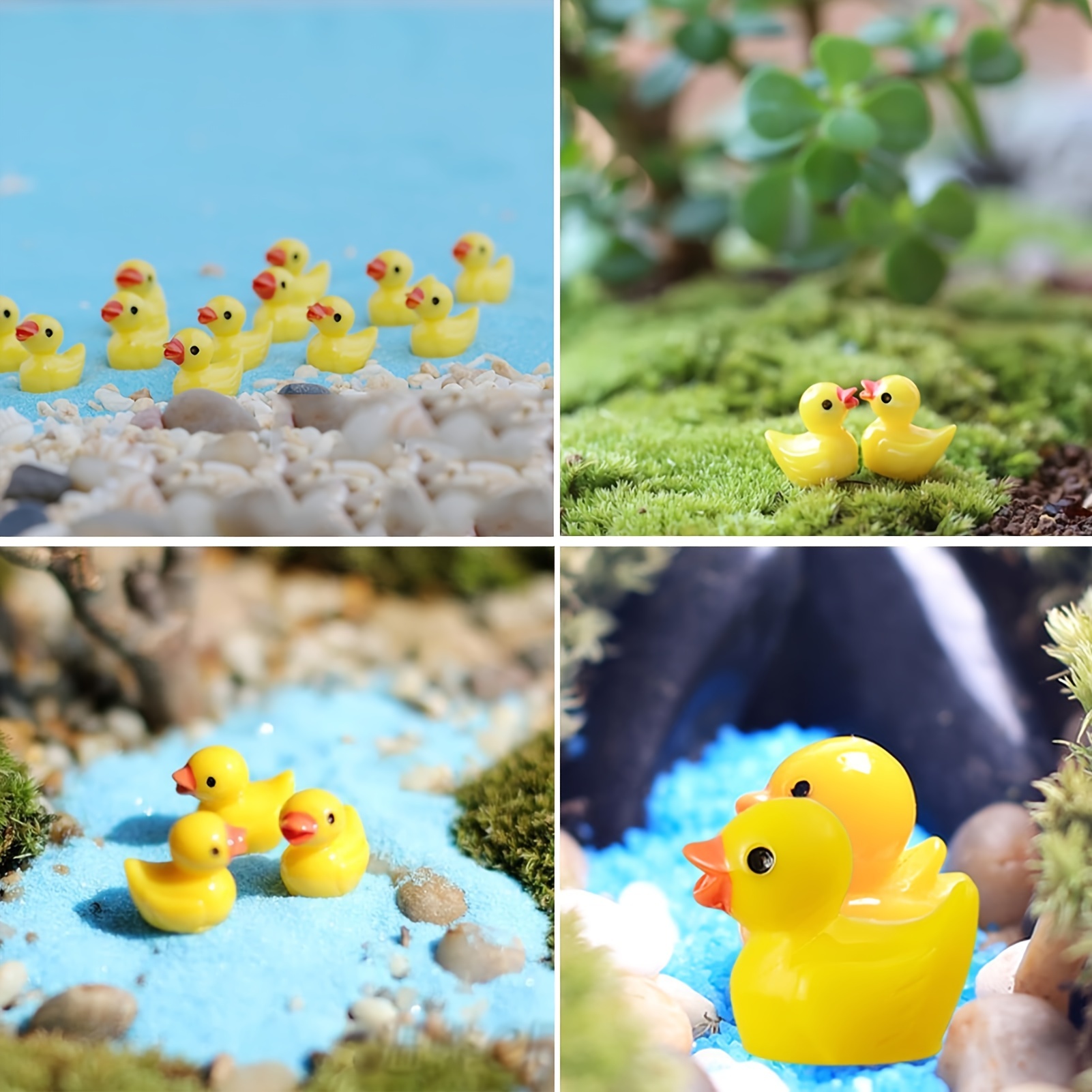 Mini Yellow Duck Resin Statues Miniature Garden Aquarium Temu