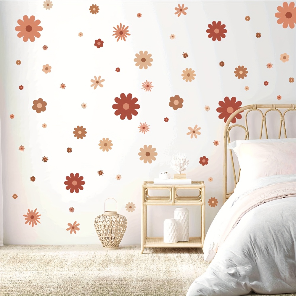 Image of 32pcs Colorful Flower Wall Stickers Bedroom Living Room Home Decoration Chrysanthemum Decals