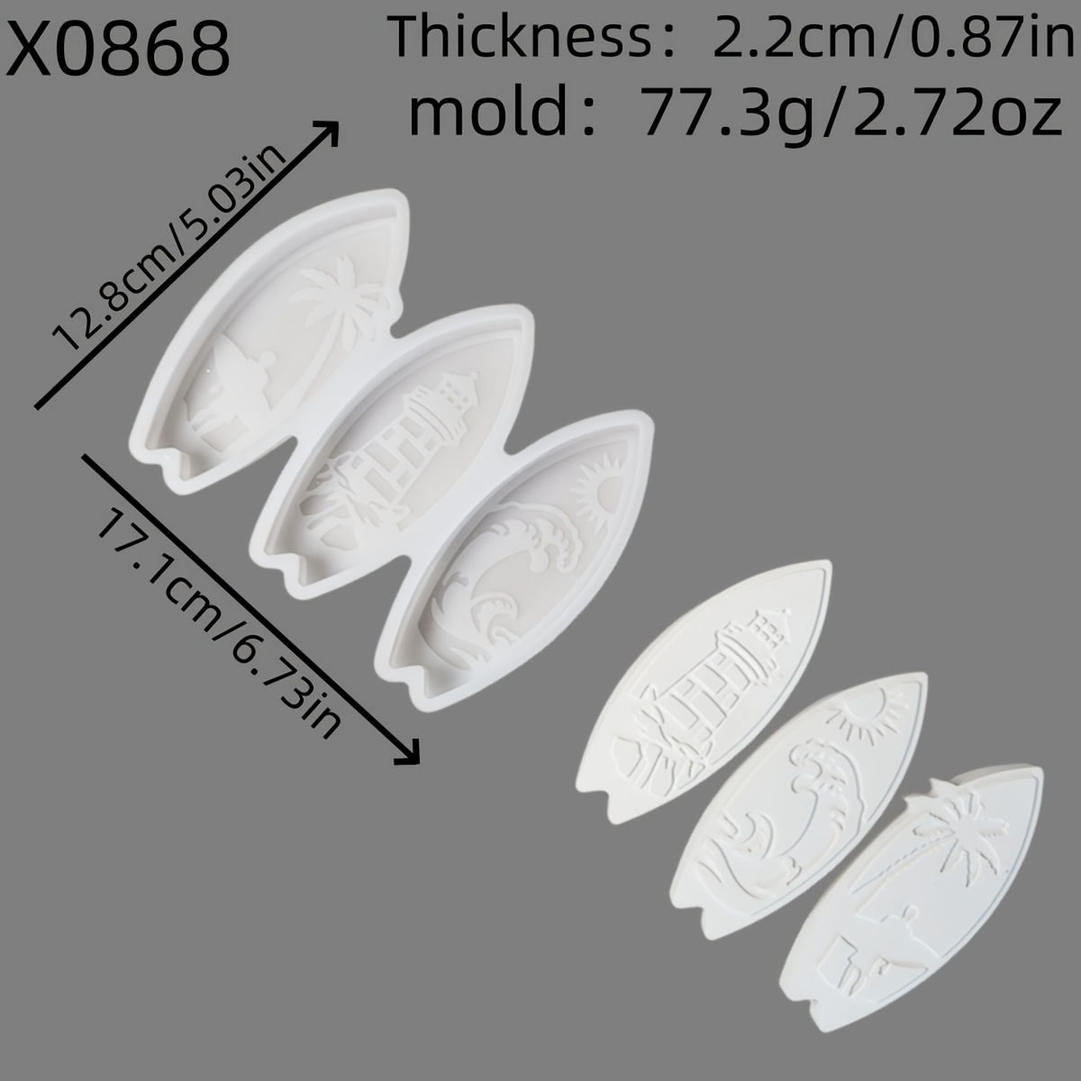 Resin Casting Molds Surfboard 3d Decorative Silicone Mold Diy Candle Silicone Mold Gypsum Decorative Silicone Mold Home Decoration Epoxy Resin Mold 77.3 X0868
