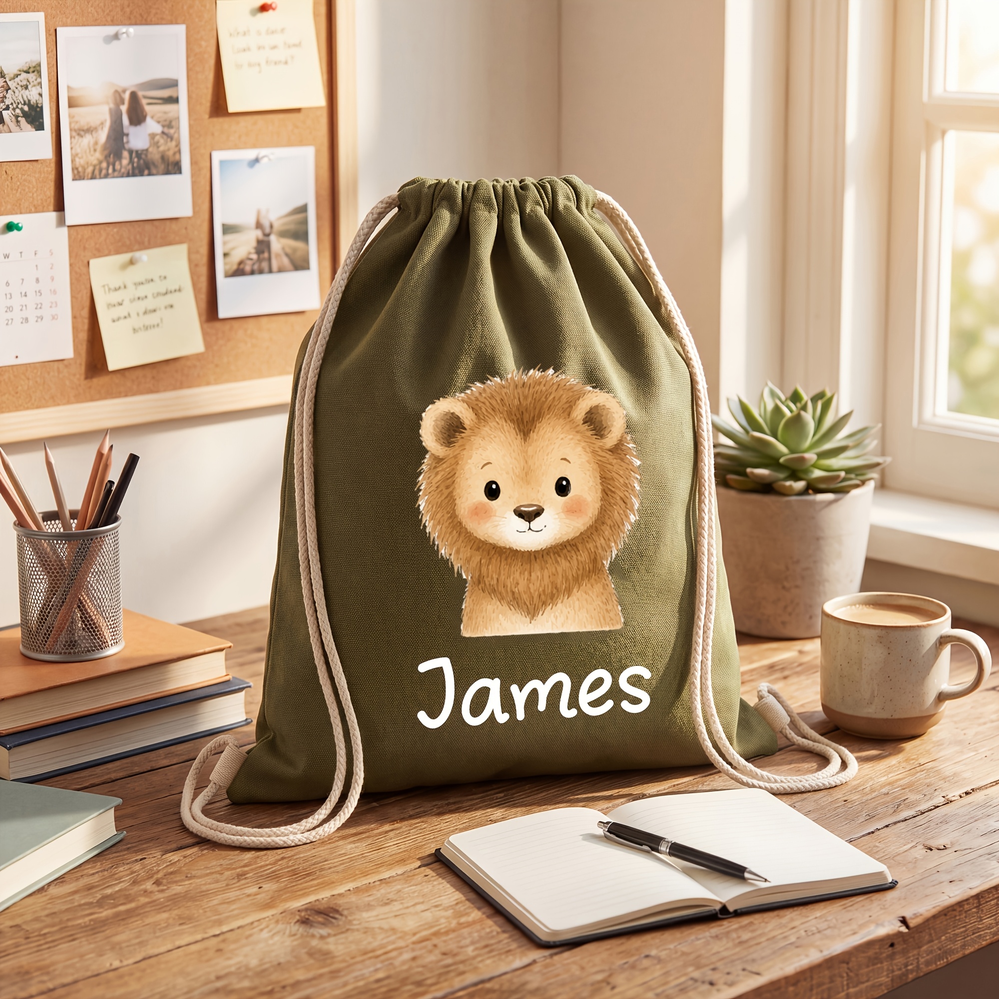 TEMU 1pc Personalized Drawstring Bag, Custom , Custom Gym Bag, Cute Animal Bag, Swimming Bag, Pe Kit, Gymsack, Backpack, Customized - Custom Name -
