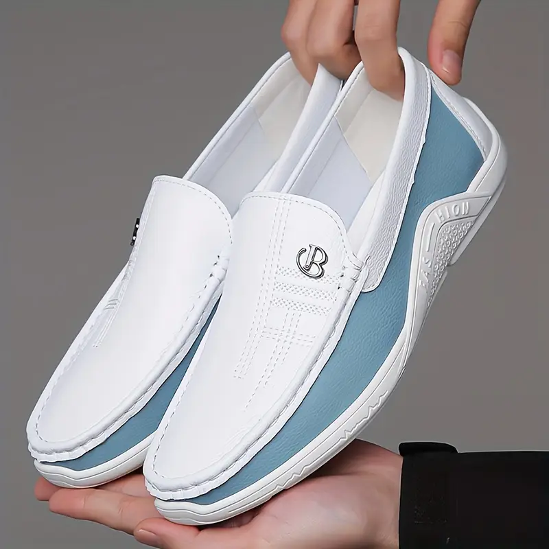 mens soft sole slip on trendy faux leather low top casual shoes for outdoor walking traveling details 6