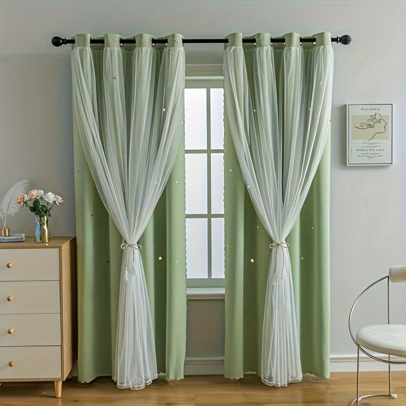 

Stars Curtains Blackout Curtains For Bedroom Double Layer Curtains Curtains Cute Curtains Blackout Curtains, Curtains 84 Inches Long 2 Panel, Green Curtains, 42 X 84 Inches