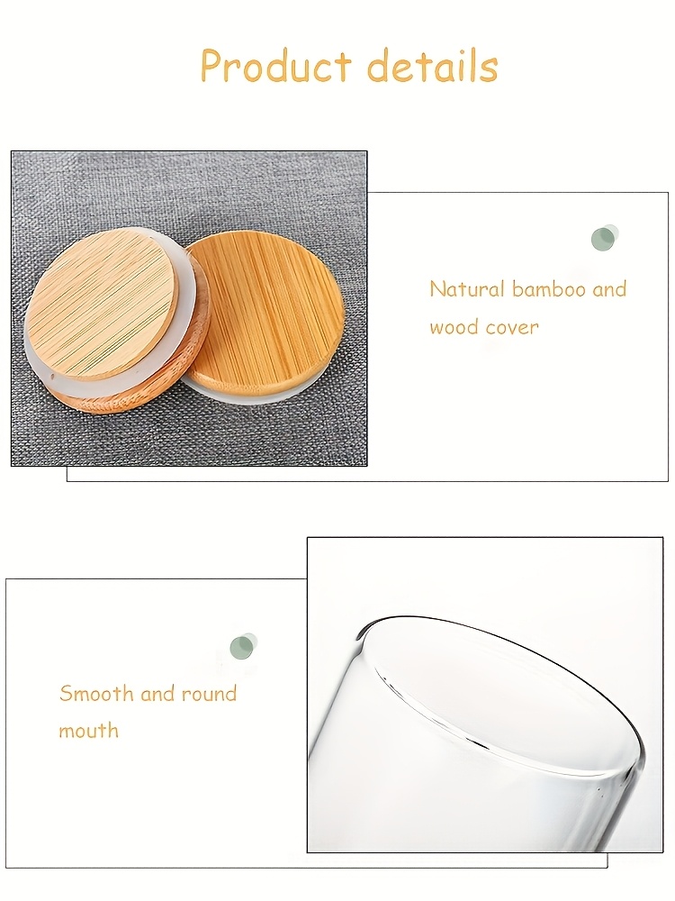 1 frasco de vidrio de 220 ml | Botella de vidrio pequeña para granos, condimentos, té, café, caramelos | Caja sellada transparente y linda para el hogar con tapa de bambú, antirotura, alto nivel de apariencia, reutilizable, fácil de limpiar