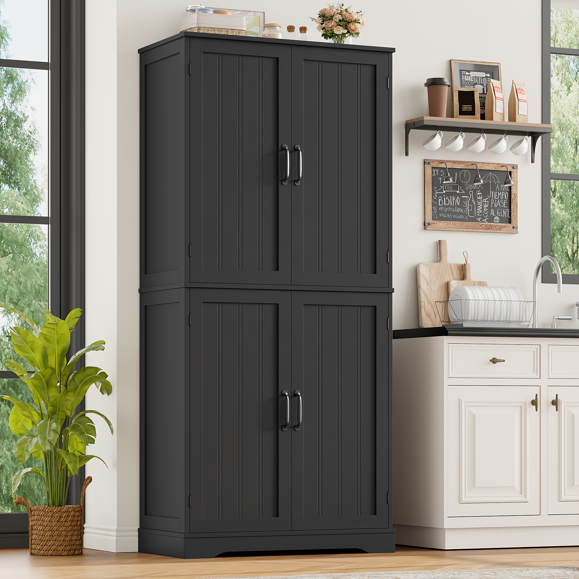 Kealive Kitchen Pantry Cupboard | Kitchen Buffet With , Bedroom Cabinet With 6 Compartments, Modern For Dining Room, Kitchen, Living Room