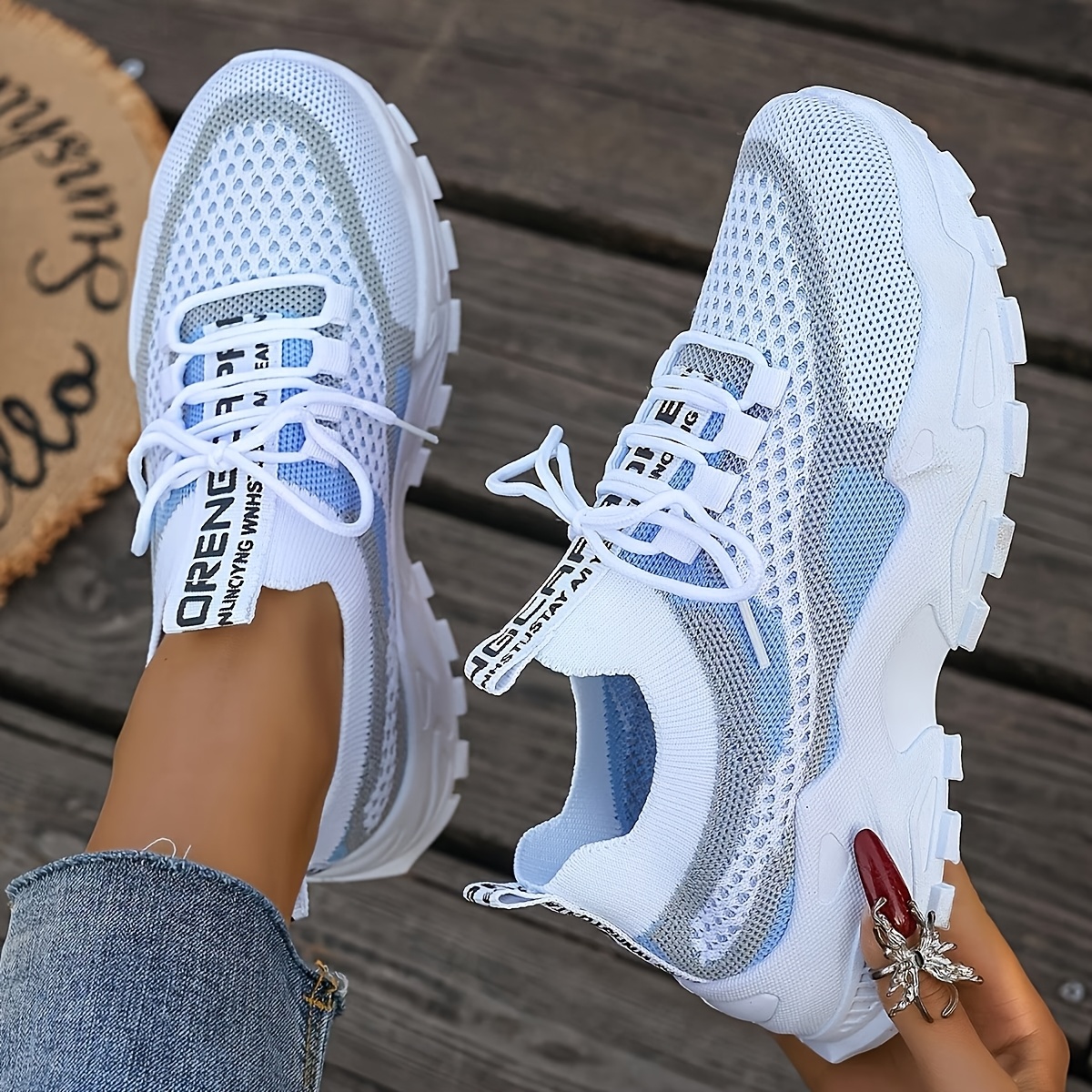 TEMU Chaussures décontractées tendance neuves de haute qualité pour femme, baskets de marche respirantes, légères et à semelle souple, chaussures de