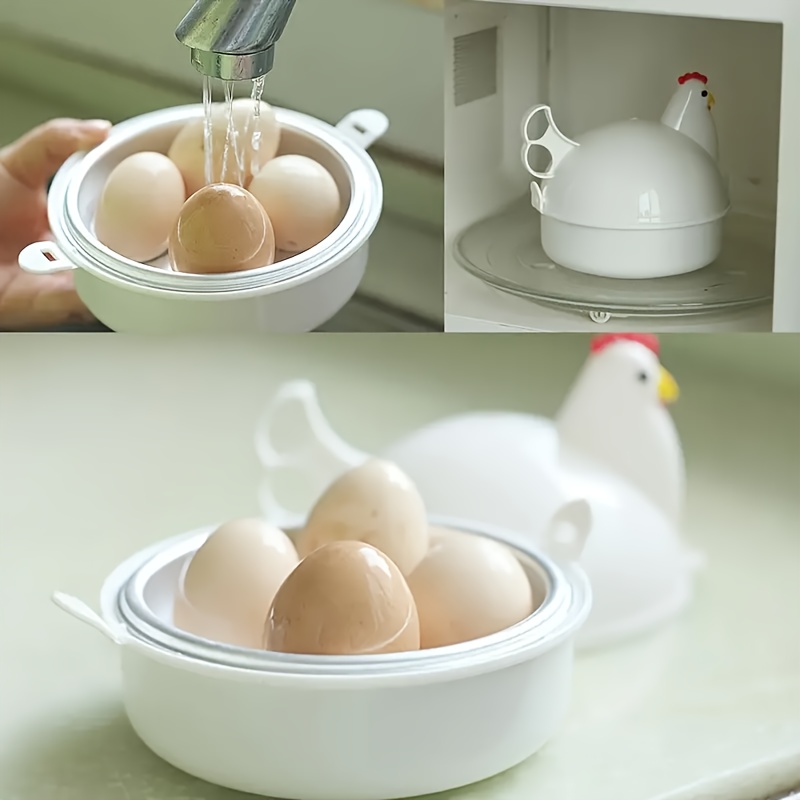 chicken shaped microwave egg steamer 4 egg capacity microwave safe stainless steel details 1