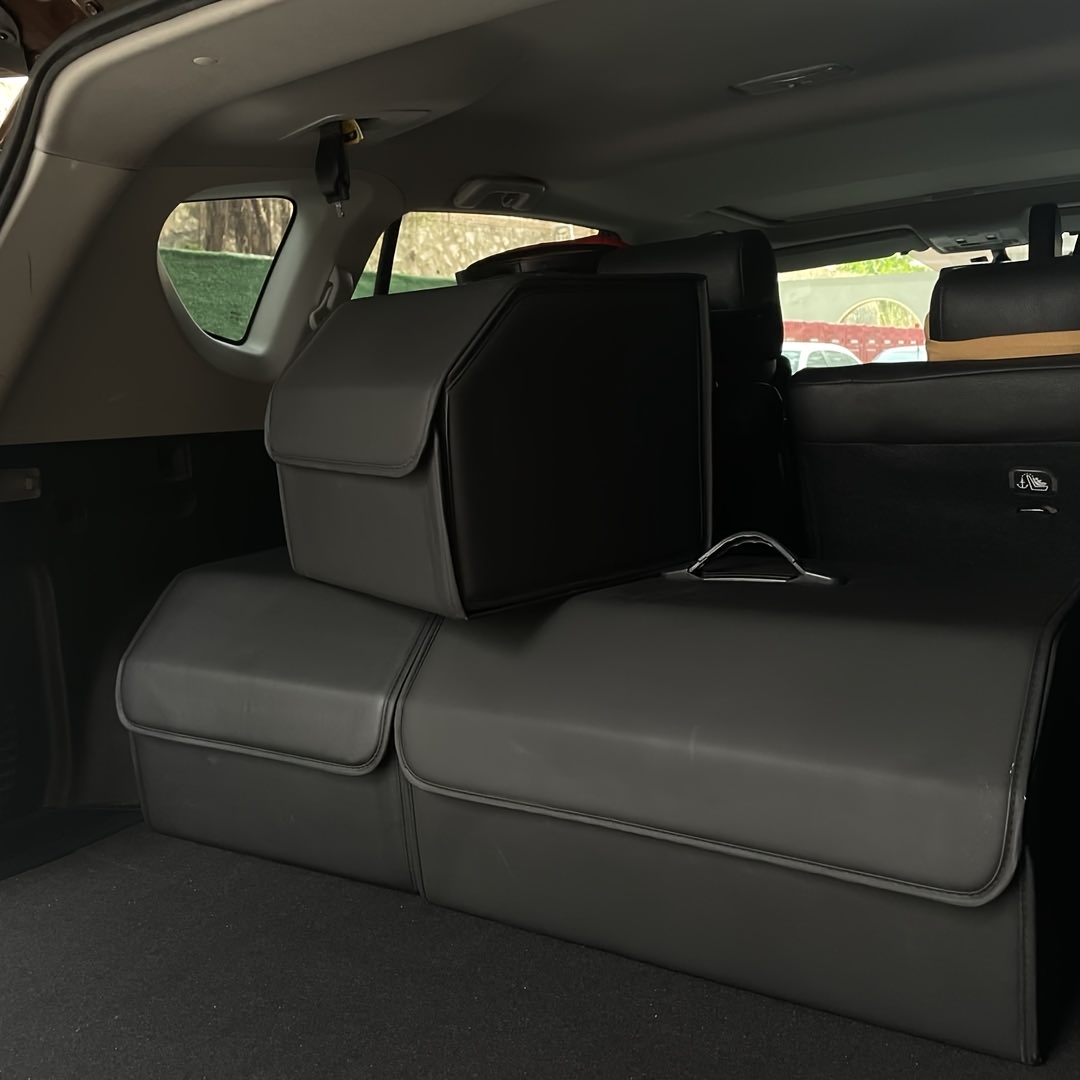1pc Matte Black Faux Leather Car Storage Box Storage Bag Multi-Functional Folding Storage Box Portable Storage Box Car Trunk Storage Wear Resistant And Durable Available for All Models