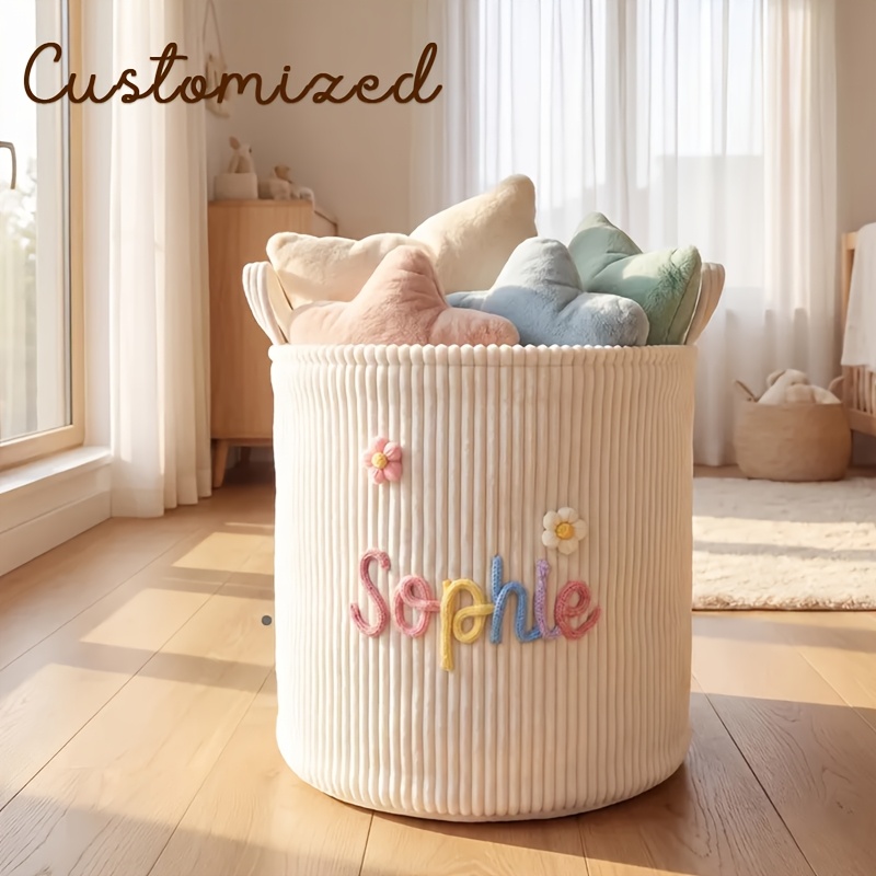 TEMU Customized Storage Basket Personalized Customized Storage Basket Large Capacity Storage Basket With Handle Portable With Cute Decoration Perfect