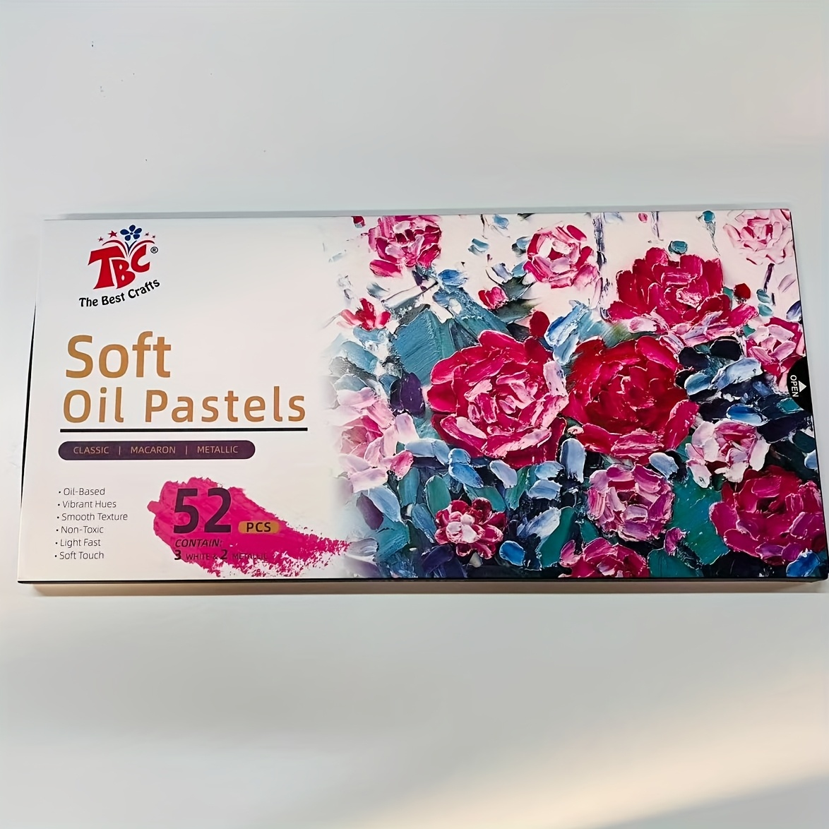 TEMU Tbc The Best Crafts 52 Colors Soft Oil Pastels, Classic Macaron And Metallic Shades, Non-toxic Smooth Art Crayons For Writing, Sketching And