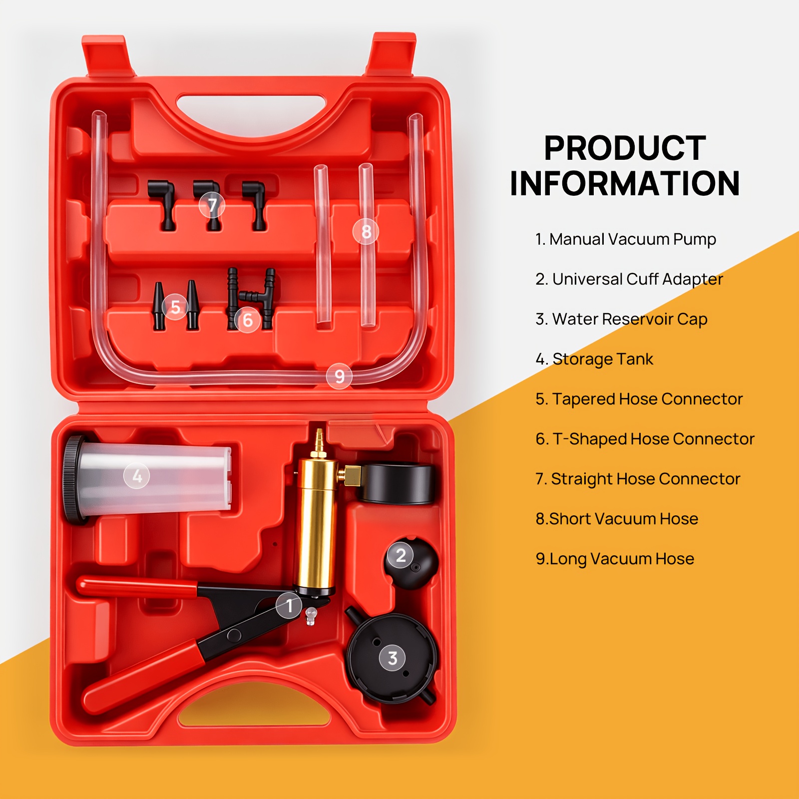 Brake Bleeding Kit with Hand Vacuum Pump Fluid Extractor