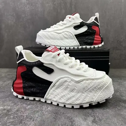 mens retro streetwear sneakers white with black red accents geometric pattern lace up low top shoes pu upper pvc sole for casual urban fashion footwear vintage shoes trainers streetstyle footwear fabric lined interior